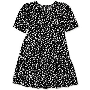 Wonder Nation Girls Asymmetrical Dress, Size Large 10/12, Black & White